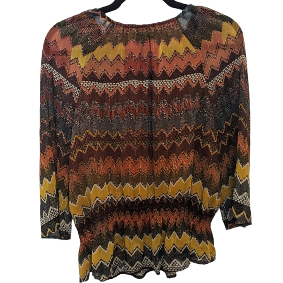 Rafaella Petite Patterned Boho Blouse Size LP - Picture 2 of 9